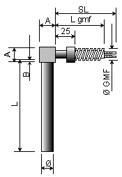 Dessin de l'option 28 : une cartouche haute charge GMF équerre avec un tube.