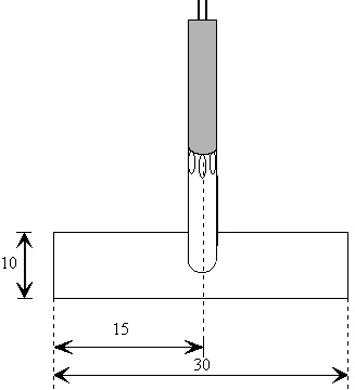 Dessin d'un thermocouple J sur plaquette.